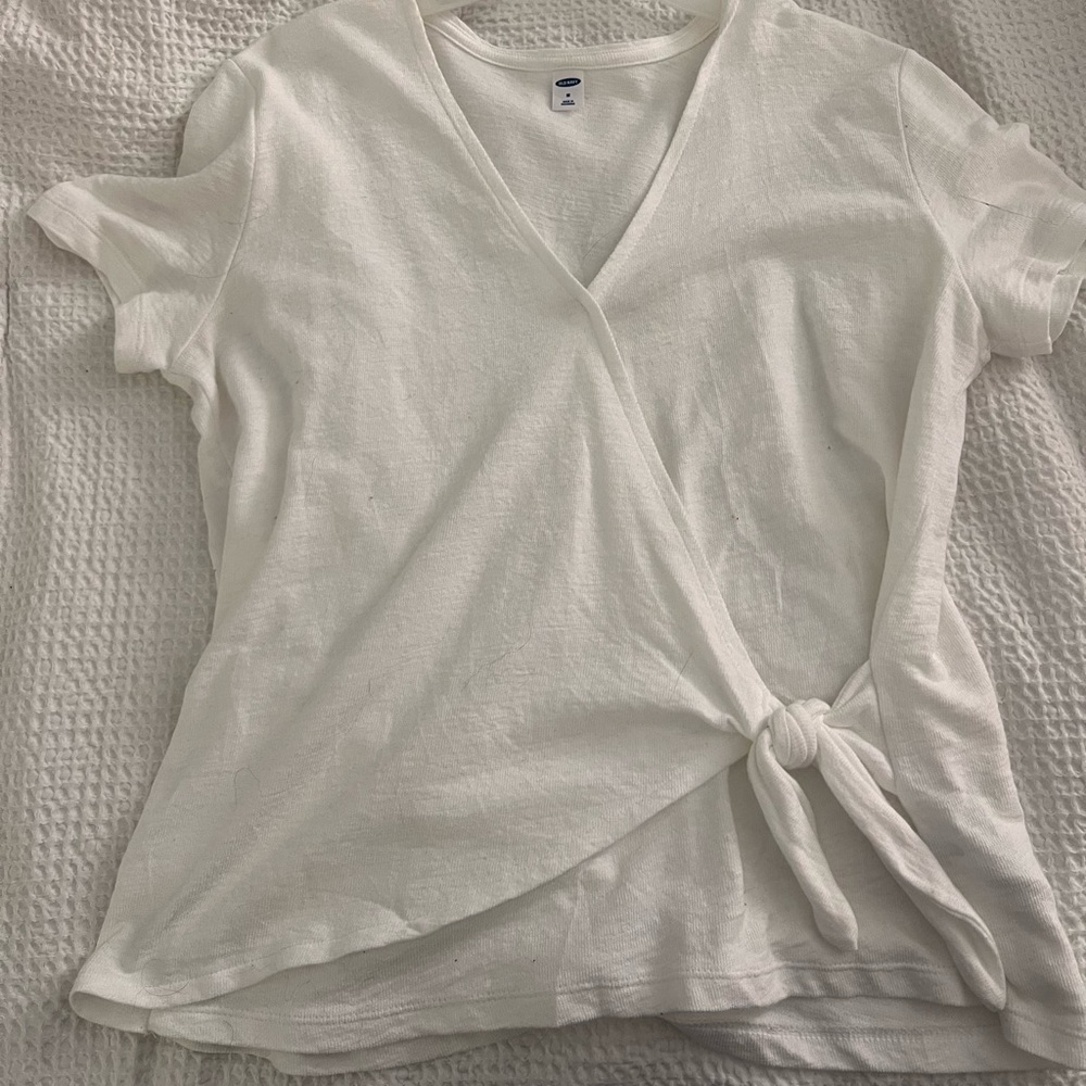 Medium White Okd Navy cross front tie top